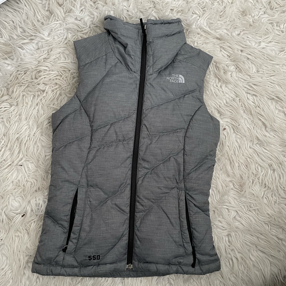 north face grey puffer vest